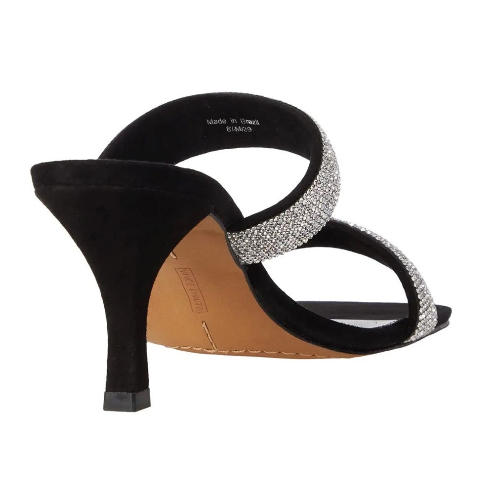 NWT Vince Camuto Sparkling Crystal Aslee2 Slide Heel Sandal Black Rhinestone - Picture 8 of 9